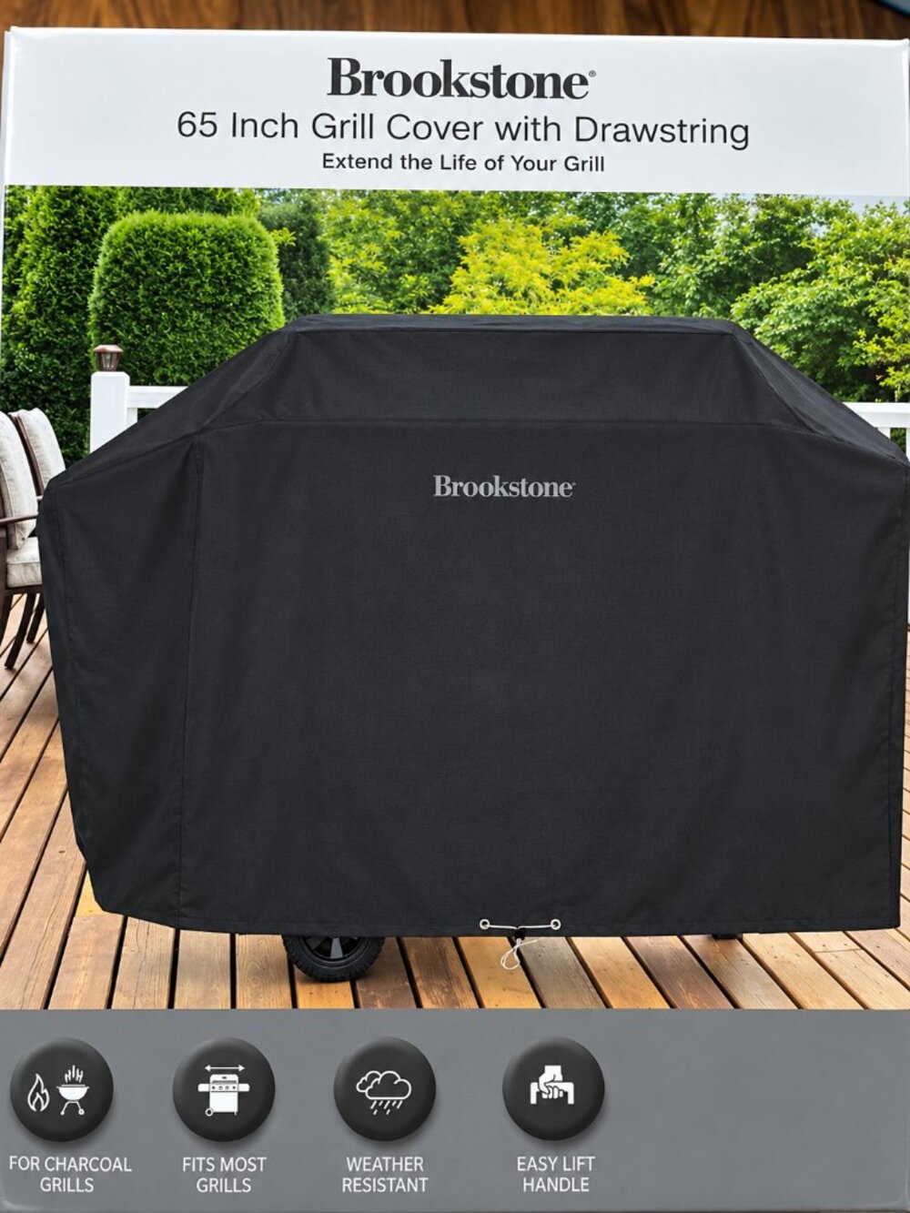 Brookstone 65 Inch Grill Cover with Drawstring-NWT